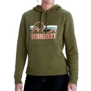 Marmot Mountain Works Coastal Hoodie‎ Womens Medium Green Graphic Sweatshirt